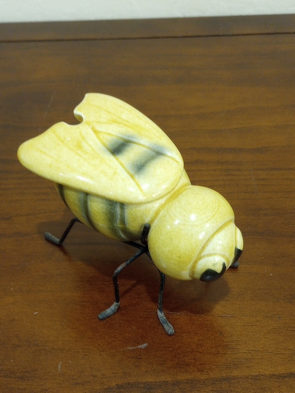 Ceramic Bee Lidded Honey Pot With Metal Legs - Vintage MCM!